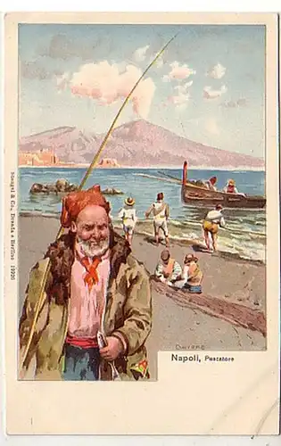 38003 Ak Lithographie Napoli Naples Pescatore vers 1910