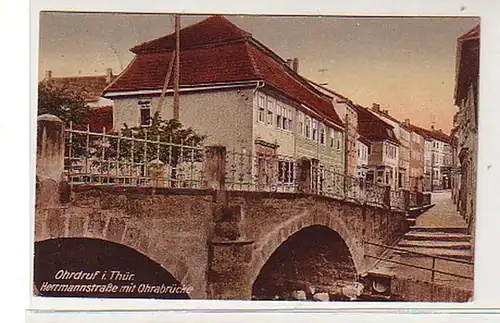 37995 Ak Ohrdref Herrmannstraße avec pont d'Ohra 1934