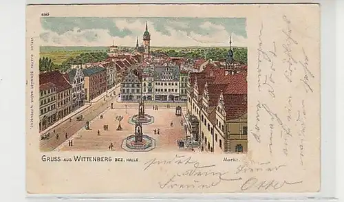 37992 Ak Lithographie Gruß aus Wittenberg Markt 1901