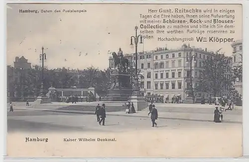 37988 Publicité Ak Hambourg Kaiser Wilhelm Monument 1906
