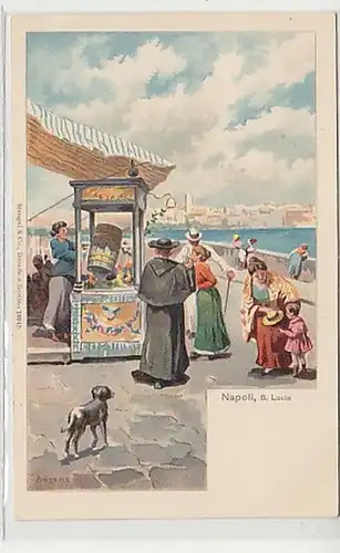 37978 Ak Lithographie Napoli Naples S. Lucia vers 1910