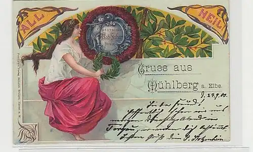 37970 Ak Lithographie Gruss aus Mühlberg a. Elbe 1900