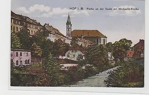 37964 Ak Hof en Bavière Partie avec l'église du Michaeli 1918