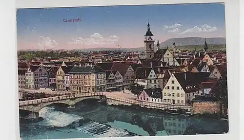 37954 Ak Cannstadt Vue a.d. ville sur la rivière 1920