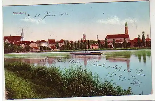 37953 Ak Straubing Vue depuis le Danube 1911