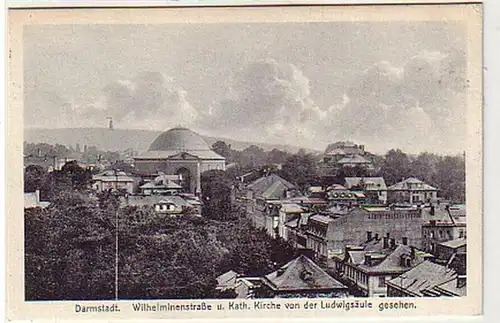 37940 Ak Darmstadt Wilhelminenstraße u. Kirche 1914