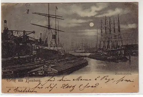 37939 Mondscheinkarte Gruß aus Hamburg 1898