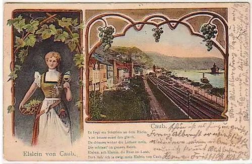 37927 Ak Lithographie Caub Rail et Elslein-Reim 1915