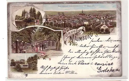 37900 Ak Litho Gruss aus Naumburg Bürgergarten 1898