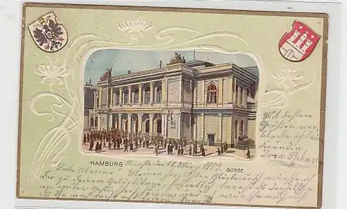 37898 Ak de pré-relevée avec blason Hamburg Bourse 1903