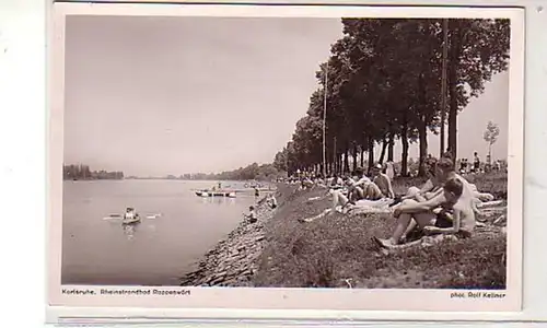 37892 Ak Karlsruhe Rheinstrand Rappenwört vers 1940