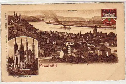 37888 Ak Remagen Panorama et Appolinariu Église vers 1900