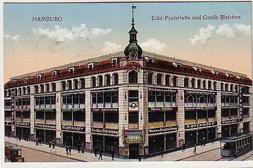 37861 Ak Hamburg Ecke Poststraße u. Große Bleichen 1913