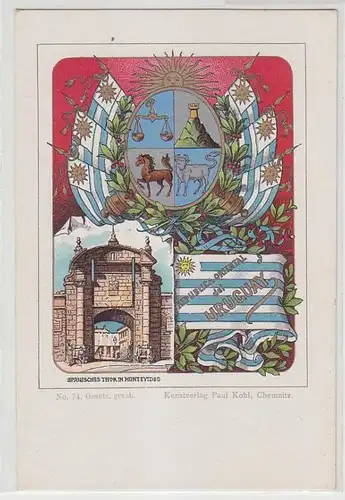 37832 Armoiries Ak Lithographie Uruguay vers 1900