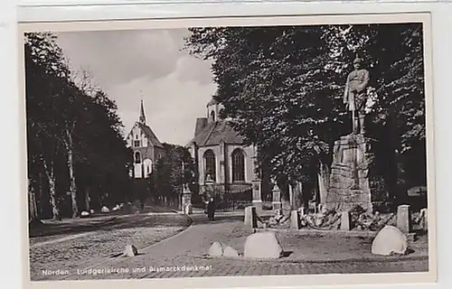 37794 Ak Norden Luigerikirche und Bismarckdenkmal 1940