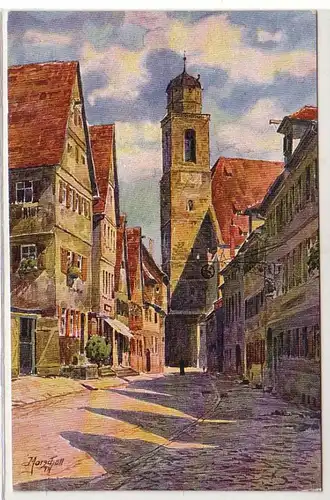 37787 Künstler Ak Dinkelsbühl Turmstraße um 1920