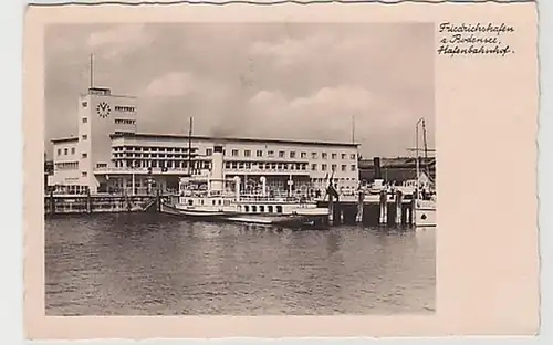 37758 Ak Friedrichshafen am Bodensee Gare portuaire 1938