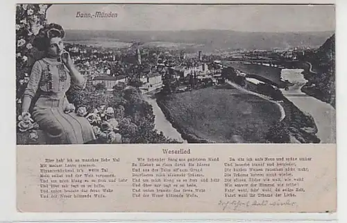 37740 chanson-Ak Hann.-Münden Weserlied 1918