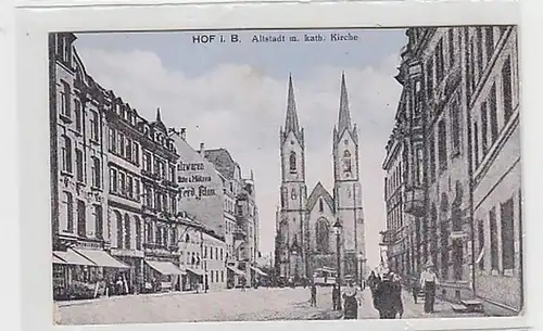 37735 Ak Hof Altstadt mit katholischer Kirche um 1910