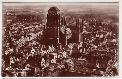 37715 Ak Gdansk Mariekirche Vue aérienne vers 1930