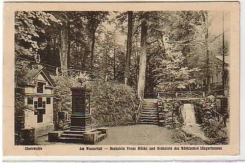 37677 Ak Eberswalde am Wasserfall Denkstein 1927