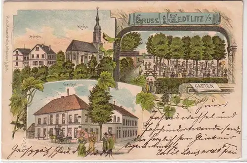 37672 Ak Lithographie Gruß aus Zedlitz bei Borna 1900