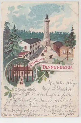 37660 Ak Lithographie Gruss de Tannenberg en Bohême 1902