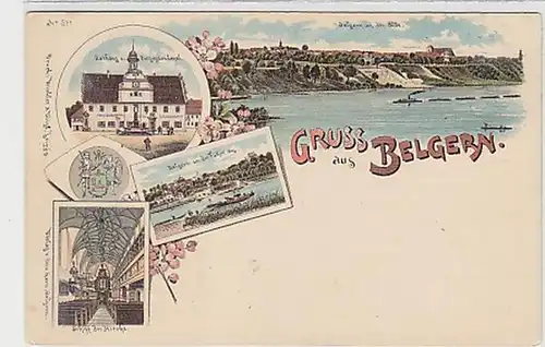37652 Ak Lithographie Gruß aus Belgern um 1912