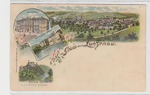 37649 Ak Lithographie Gruß aus Lunzenau 1903