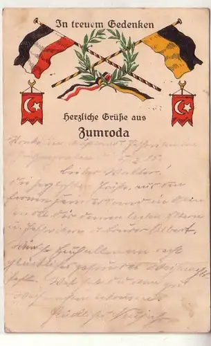 37534 Patriotika Ak Herzliche Grüße aus Zumroda 1915