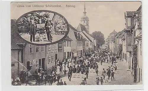 37519 Ak Gruß vom Lübbener Schützenfest Festzug 1912