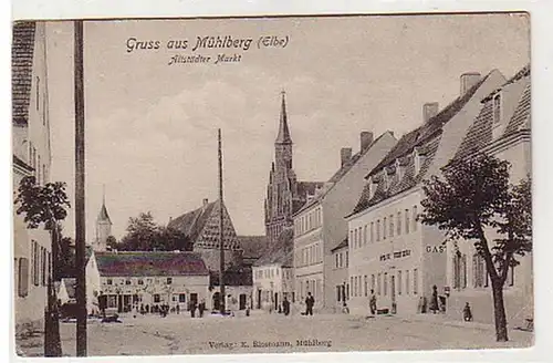 37515 Ak Salutation de Mühlberg Elbe Altstadt Markt vers1910
