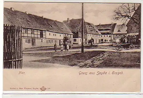 37496 Ak Gruß aus Sayda im Erzgebirge Plan um 1900