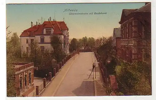 37486 Ak Mittweida Schumannstraße mit Reichsbank 1907