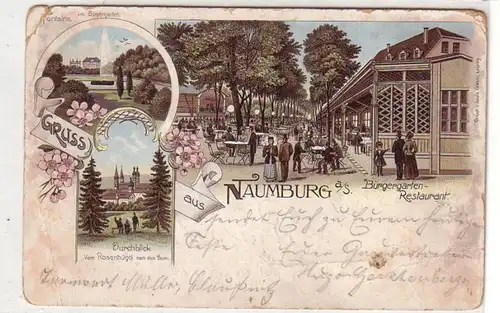37473 Ak Litho Gruss aus Naumburg Bürgergarten 1899