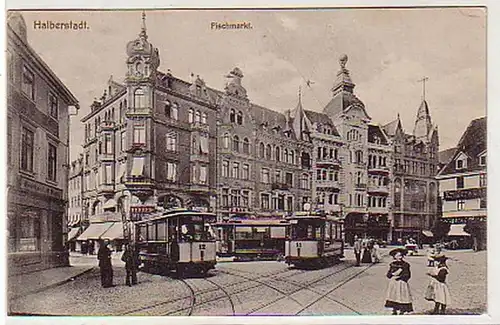 37438 Ak Halberstadt Marché des poissons tramways 1910