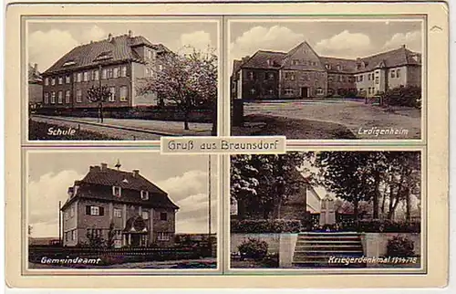 37433 Mehrbild Ak Gruß aus Braunsdorf Schule usw. 1935