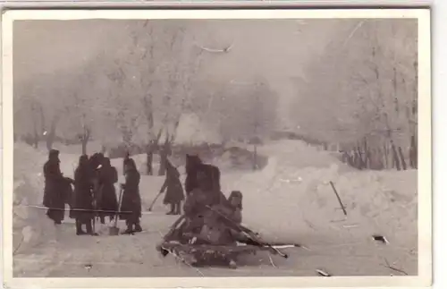 37381 Photo Ak Leski Pologne Carpathes soldats à la chasse de neige dans la 2e guerre mondiale