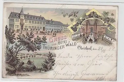 37337 Ak Litho Oberhof Gruss de l'hôtel Thüringe. Forêt 1902