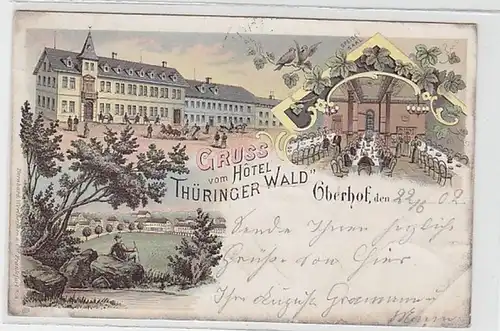 37337 Ak Litho Oberhof Gruss vom Hotel Thür. Wald 1902