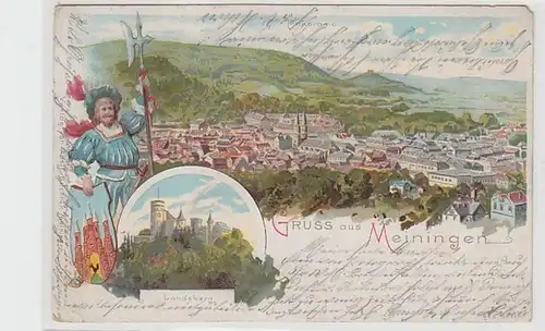 37333 Ak Lithographie Gruss de Meiningen 1900