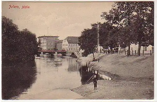 37285 Ak Artern Mühle u. angelnde Kinder um 1910