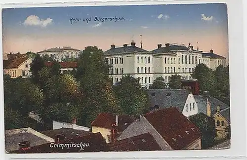 37277 Feldpost Ak Crimmitschau Real-& Bürgerschule 1916