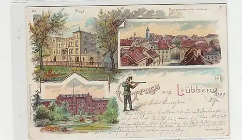 37264 Ak Lithographie Gruss aus Lübben 1899