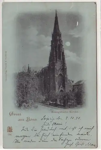 37243 Ak Gruss aus Bonn evangelische Kirche 1898