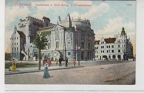 37221 Ak Halberstadt König-Ecke Theaterstraße 1908