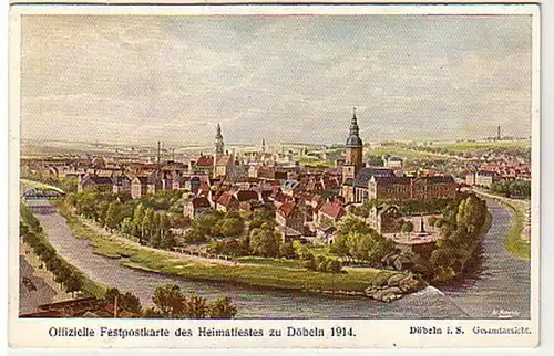 37212 Festpostkarte des Heimatfestes zu Döbeln 1914