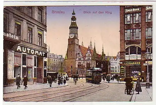 37185 Feldpost Ak Wroclaw Vue sur l'anneau 1914