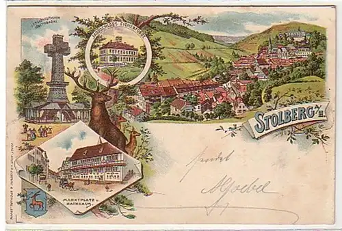 37161 Ak Lithographie Stolberg am Harz 1899