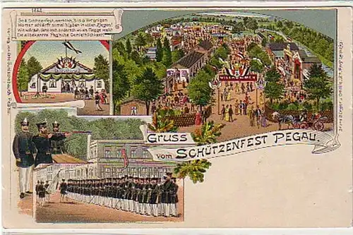 37152 Ak Lithographie Gruß vom Schützenfest Pegau 1900